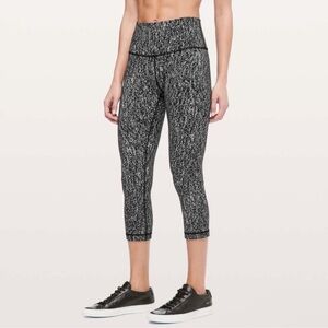 Lululemon Wunder Under Crop High-Rise Leggings Jacquard Black White Size 4 Women